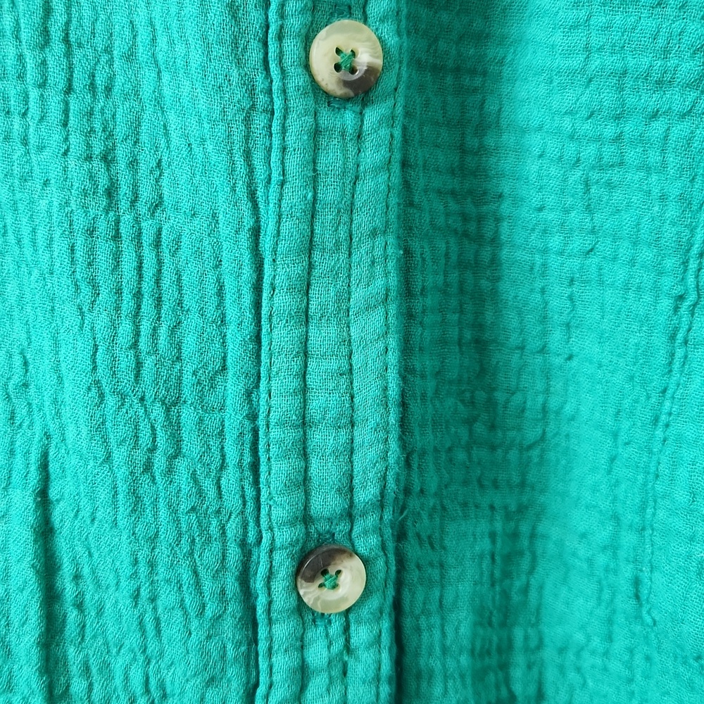 We The Free Lightweight Gauze Shirt in Teal - Picture 4 of 12